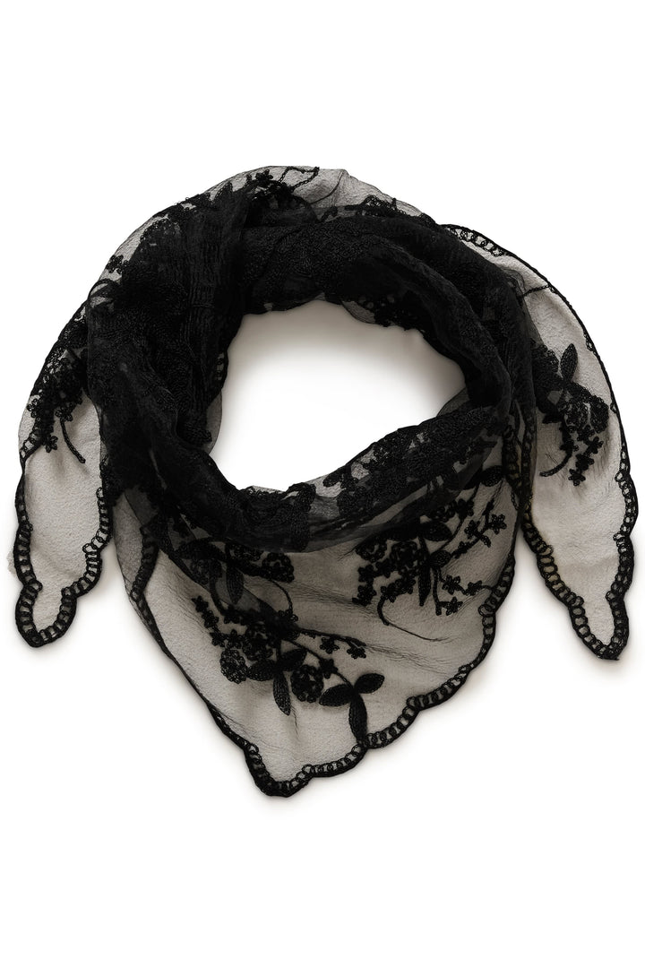 Lacie embroidered tulle scarf for women Cream