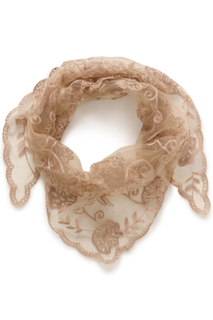 Lacie embroidered tulle scarf for women Cream
