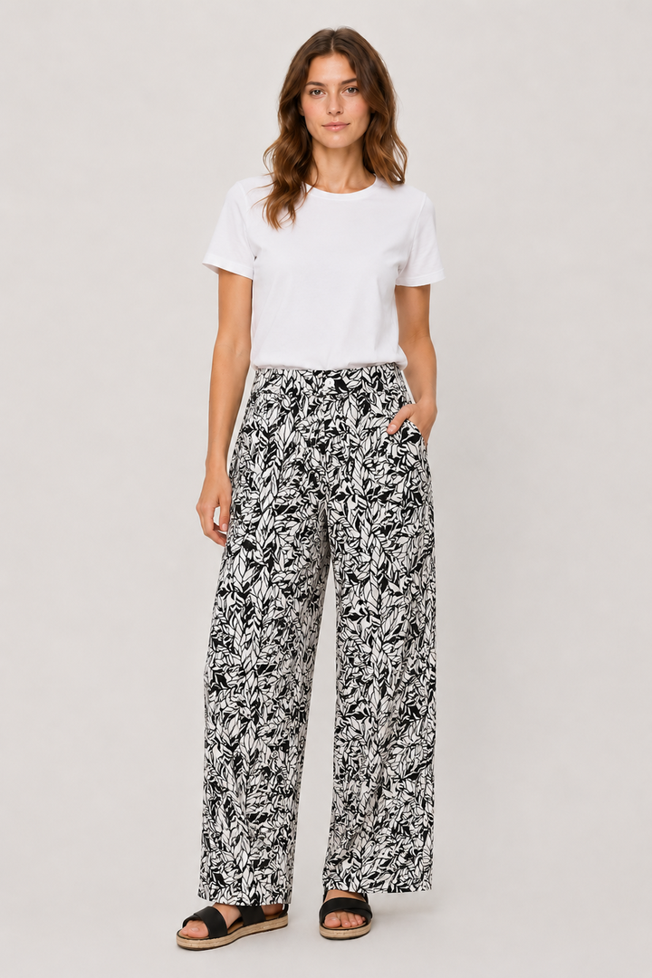 Pantalon Maine fluide à imprimé végétal