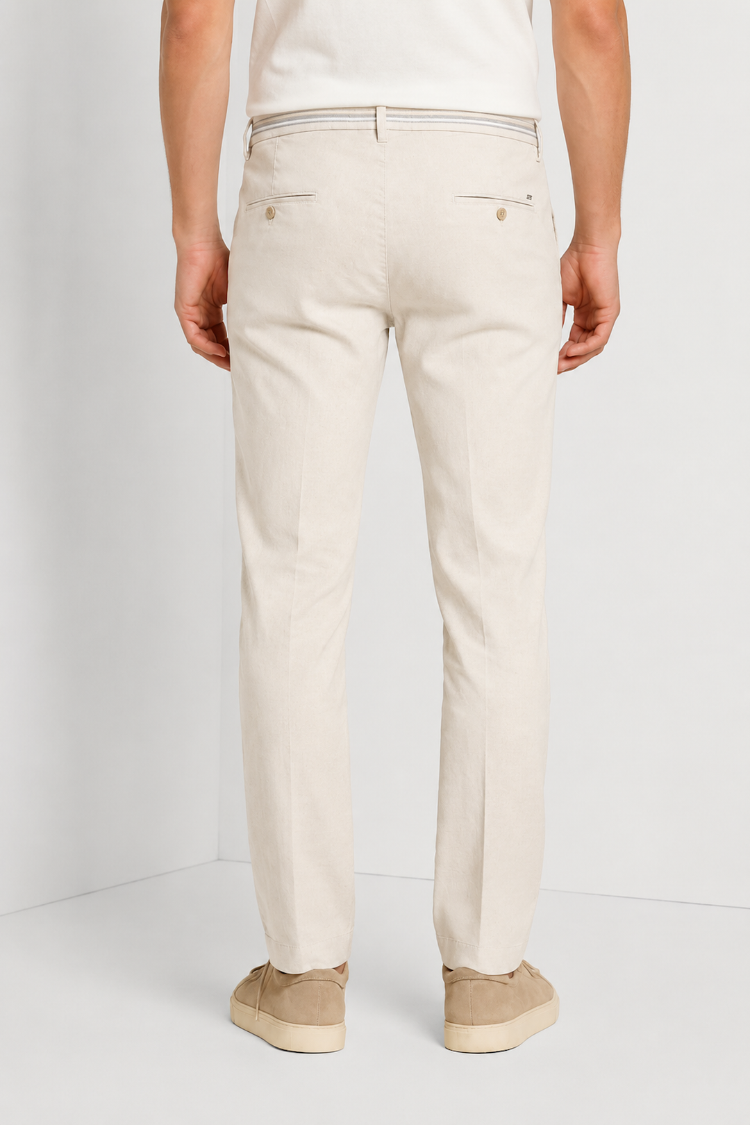 Pantalon Turin Oxford en lin et coton coupe moderne
