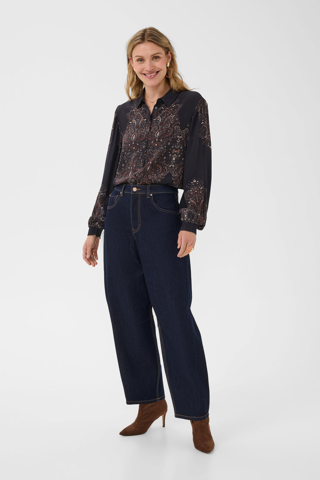 Balloon-leg jeans for women Cream