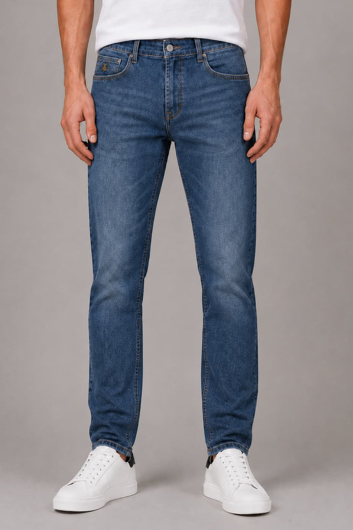 Vue latérale jean ajusté Black Bull pour homme denim noir délavé - Valérie Simon