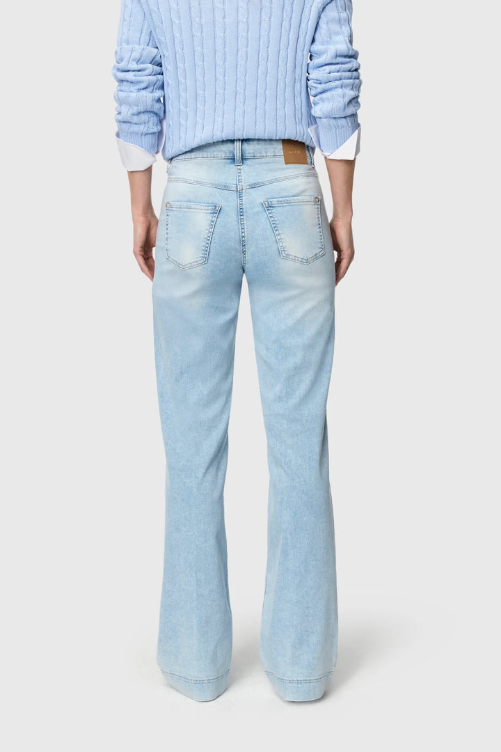 Vue de côté jean large Mac Jeans femme noir avec 5 poches - Valérie Simon