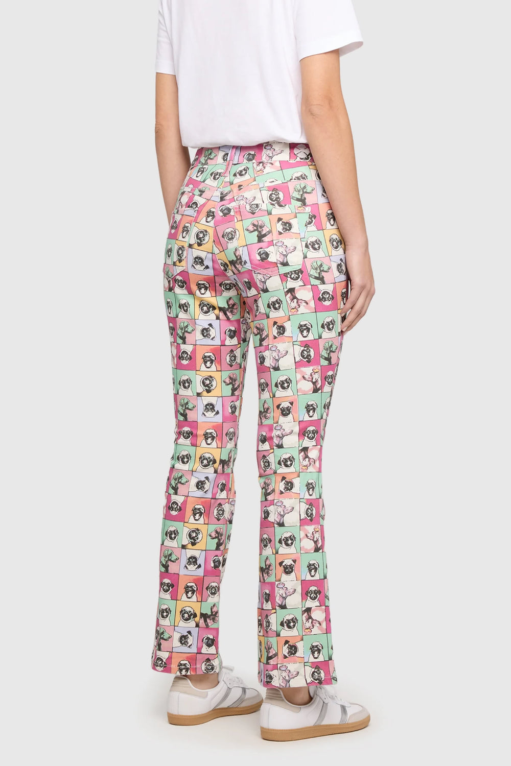 Vue latérale jean imprimé Mac Jeans coupe droite femme multicolore - Valérie Simon