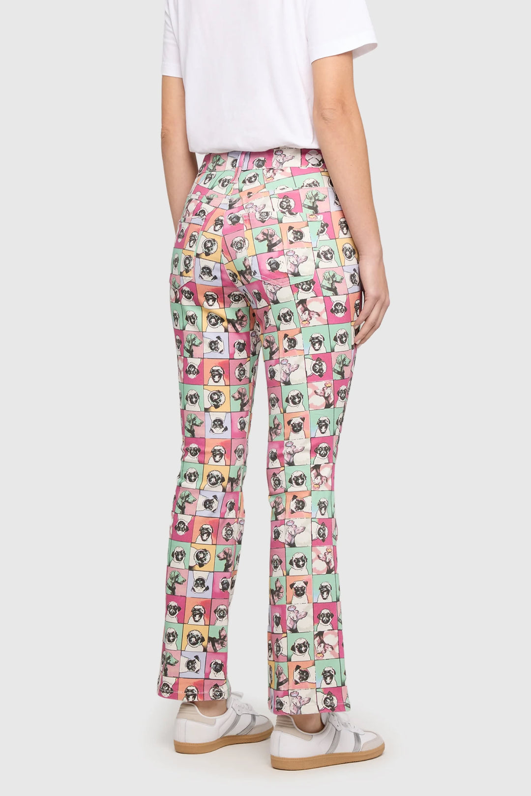 Vue latérale jean imprimé Mac Jeans coupe droite femme multicolore - Valérie Simon