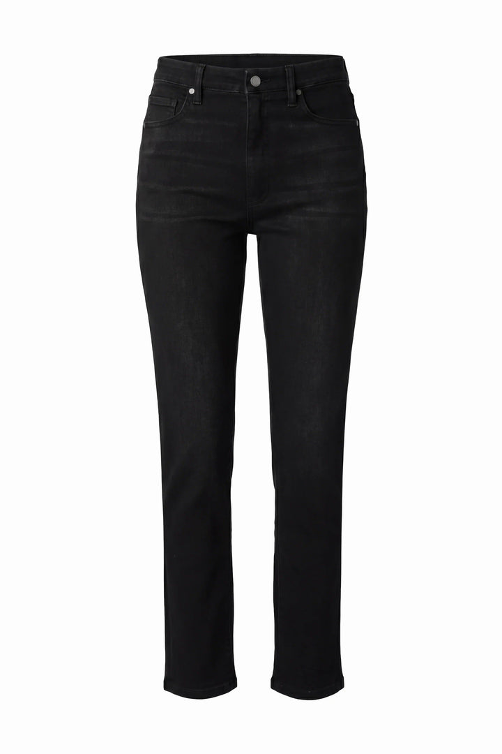 Front view of Liverpool women’s high-rise straight-leg jeans in blue - Valérie Simon