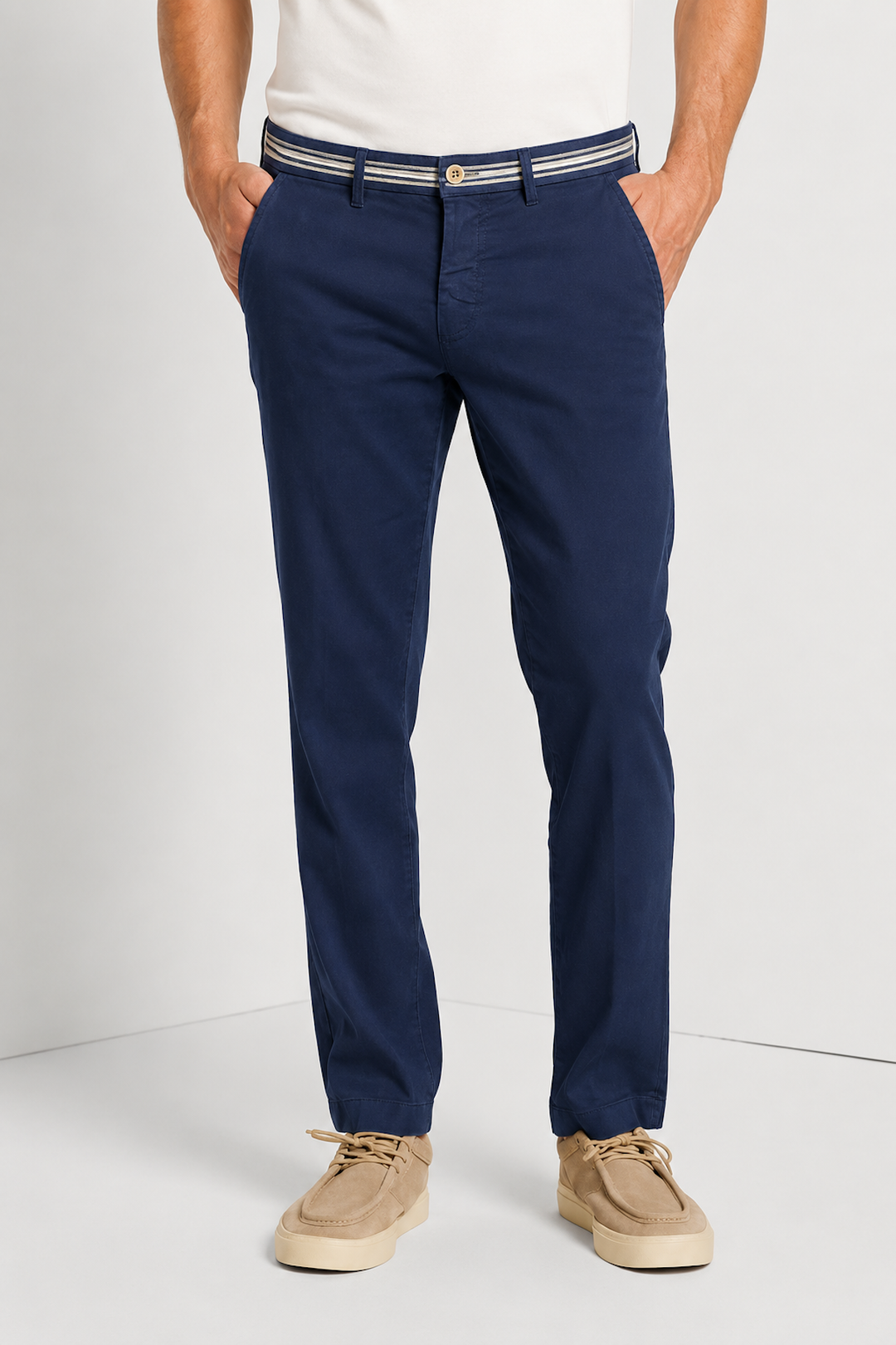 Pantalon Turin Oxford en lin et coton coupe moderne