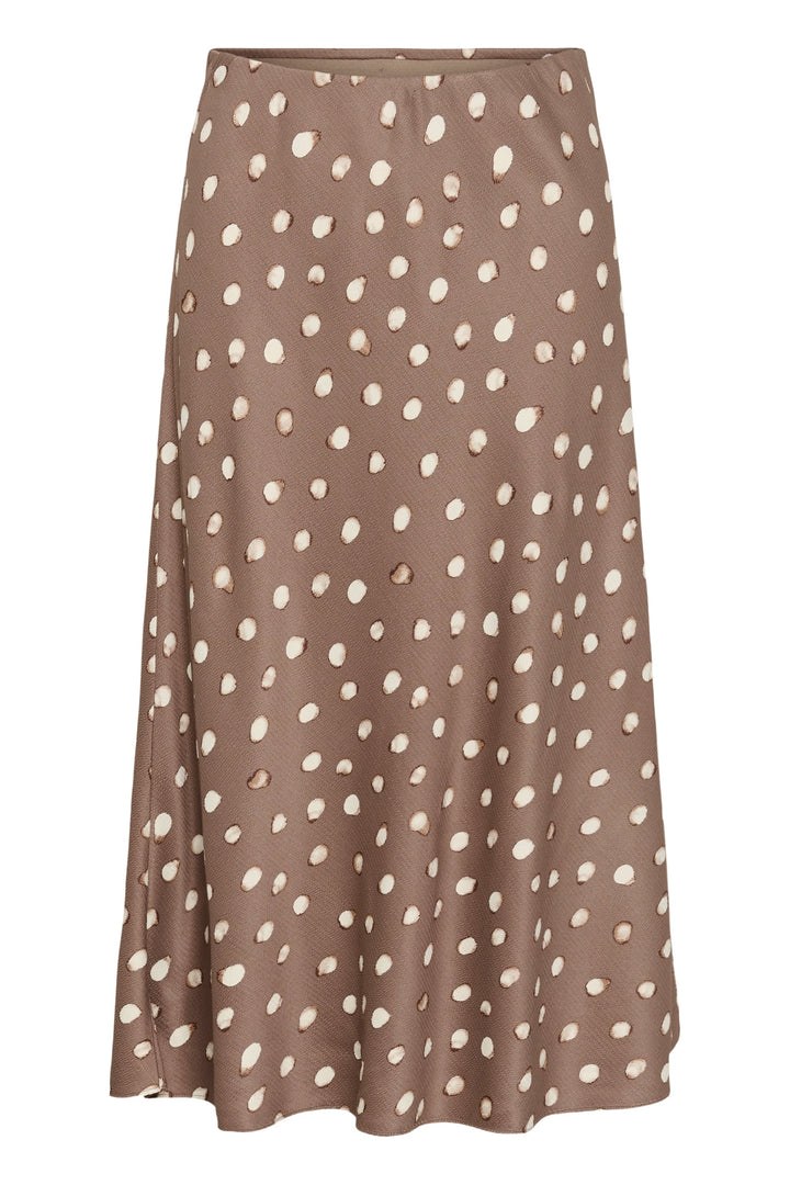 Front view of the Inwear printed midi skirt for women with colorful floral patterns - Valérie Simon