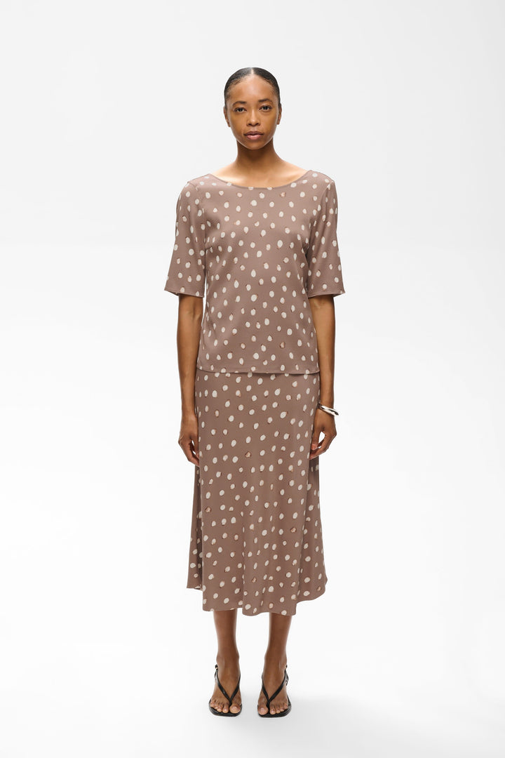 Front view of a multicolored printed midi skirt Inwear for women - Valérie Simon