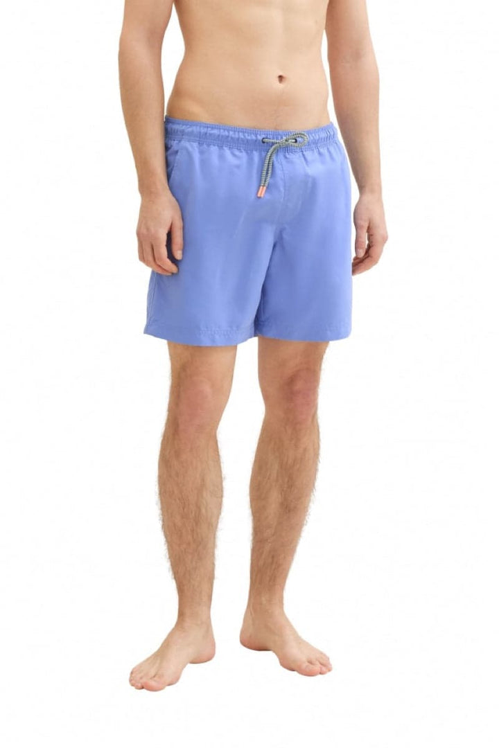Vue de face maillot de bain Tom Tailor homme bleu avec cordon blanc à taille élastique - Valérie Simon