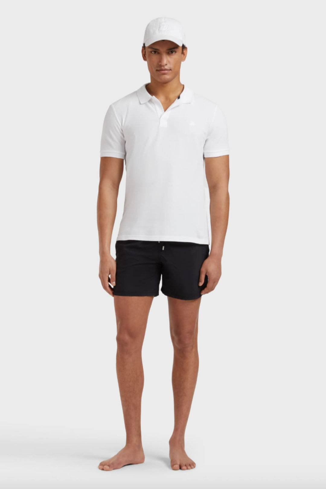Vue de face maillot de bain Vilebrequin homme bleu uni à cordon ajustable - Valérie Simon