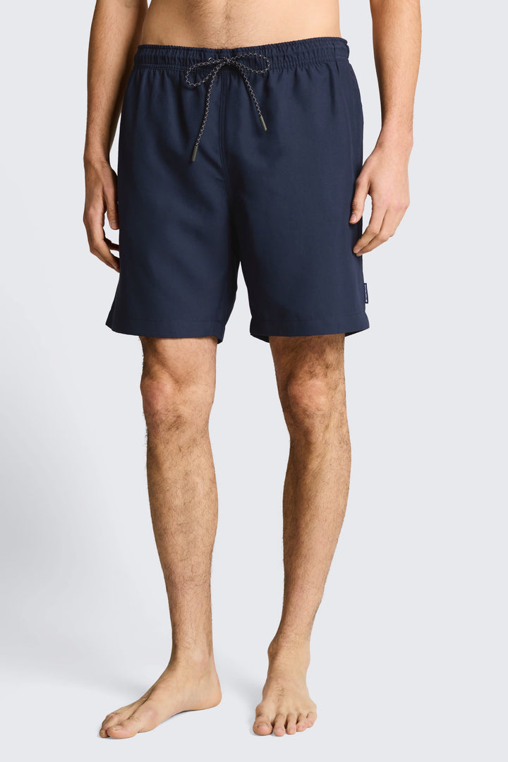 Vue de face maillot de bain Tom Tailor pour homme rouge avec poche latérale et cordon blanc - Valérie Simon
