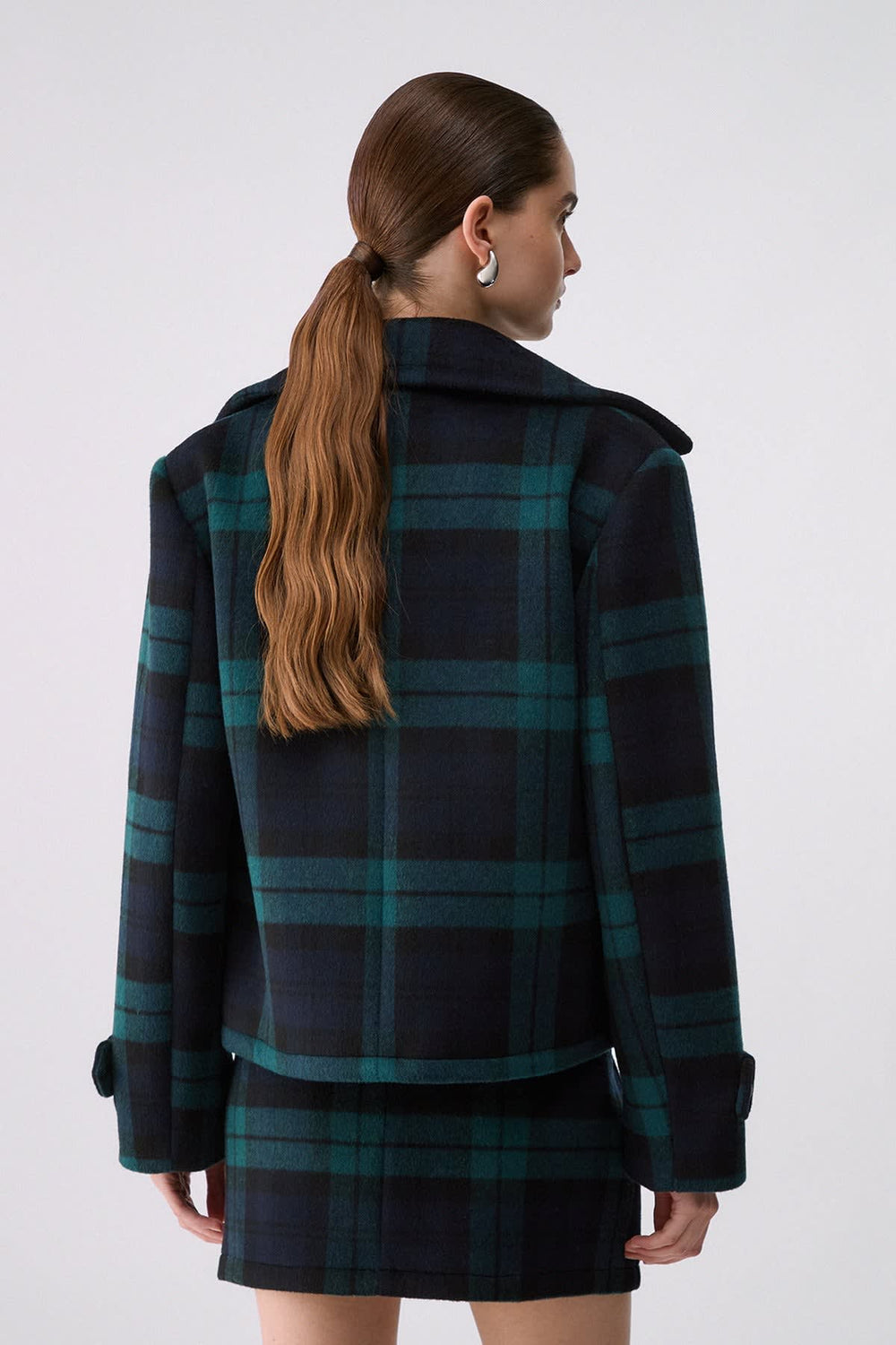 Women's liujo short plaid double-breasted coat