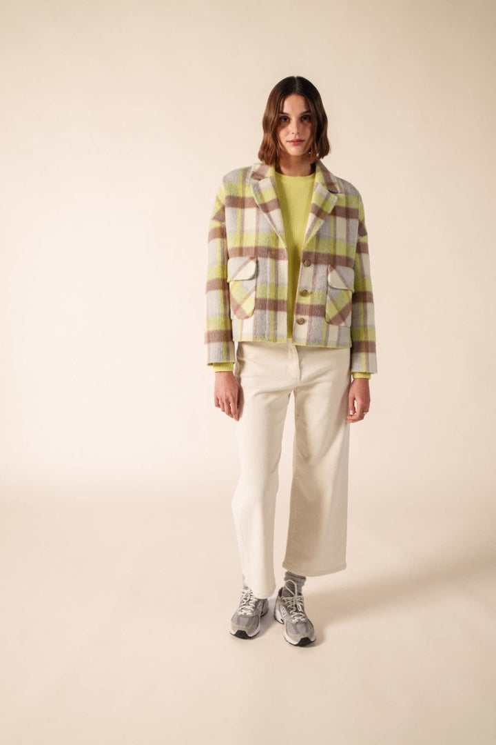 Vue arrière manteau Saint James STE EMILIA pour femme beige avec fermeture éclair - Valérie Simon