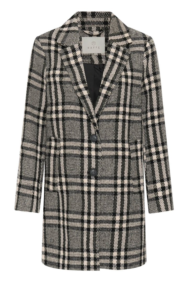 Front view of the Kaffe black-and-white plaid women&