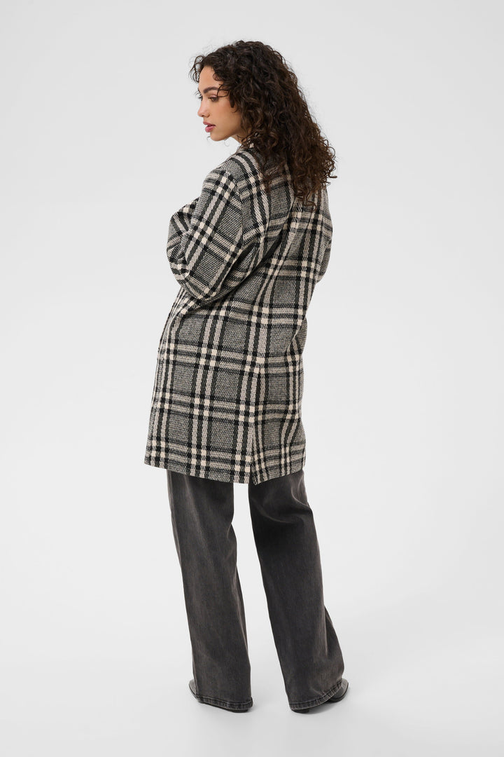 Side view of the brown Kaffe checkered women&