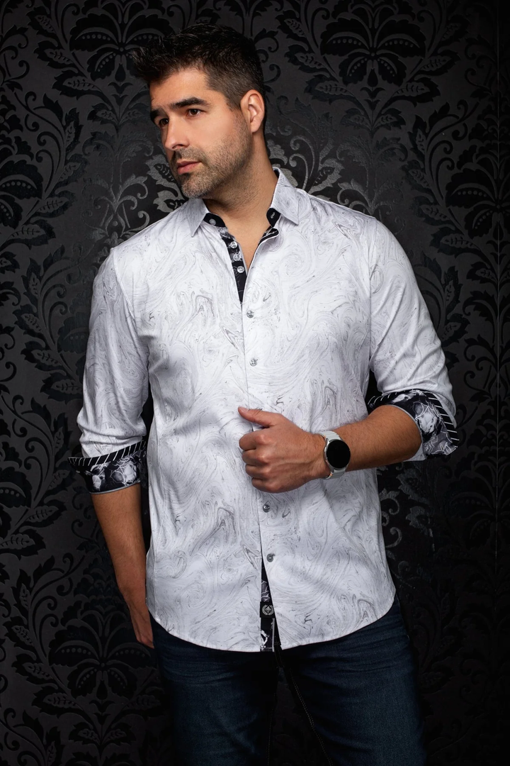 Marbled-print sport shirt Nerio