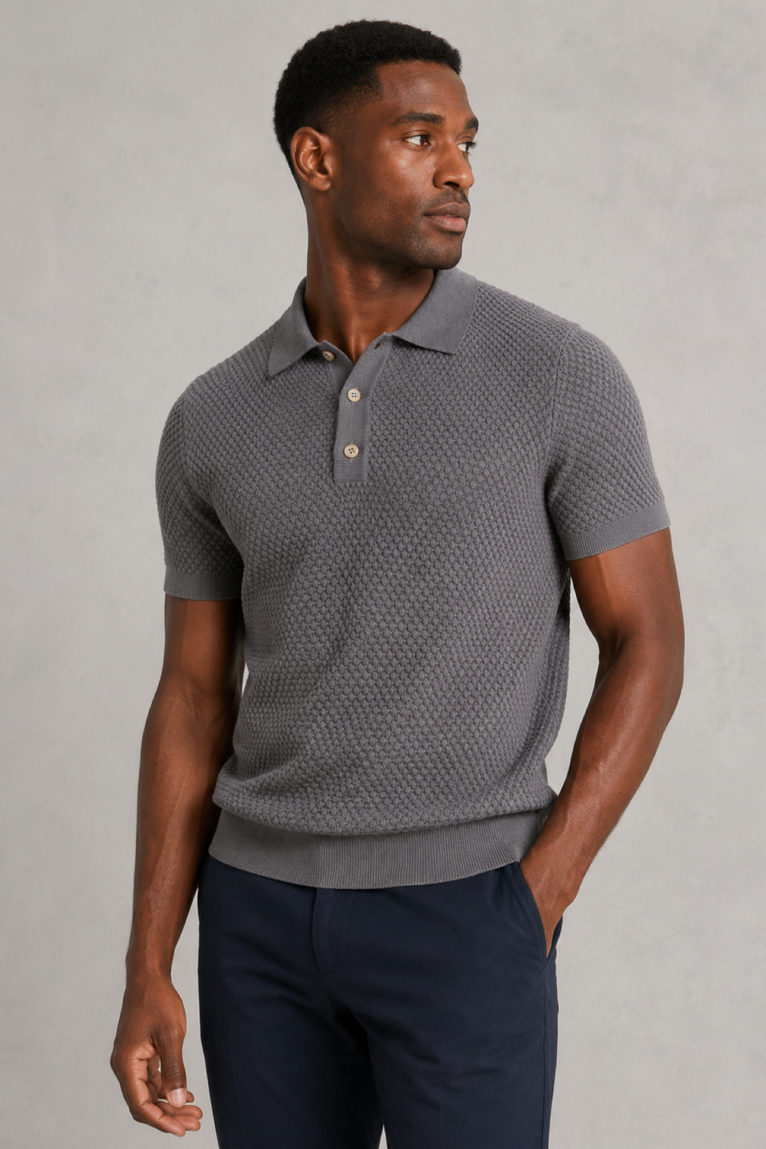 Polo texturé en coton
