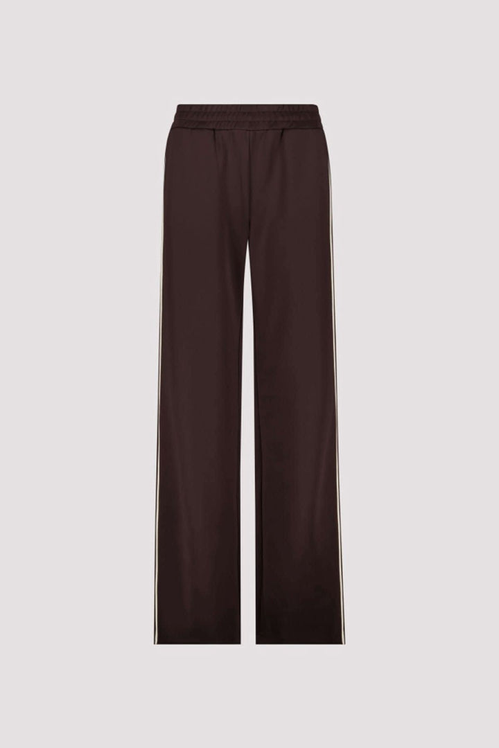 Pantalon de jogging noir à jambe large avec bandes latérales vue de face pour femme Monari