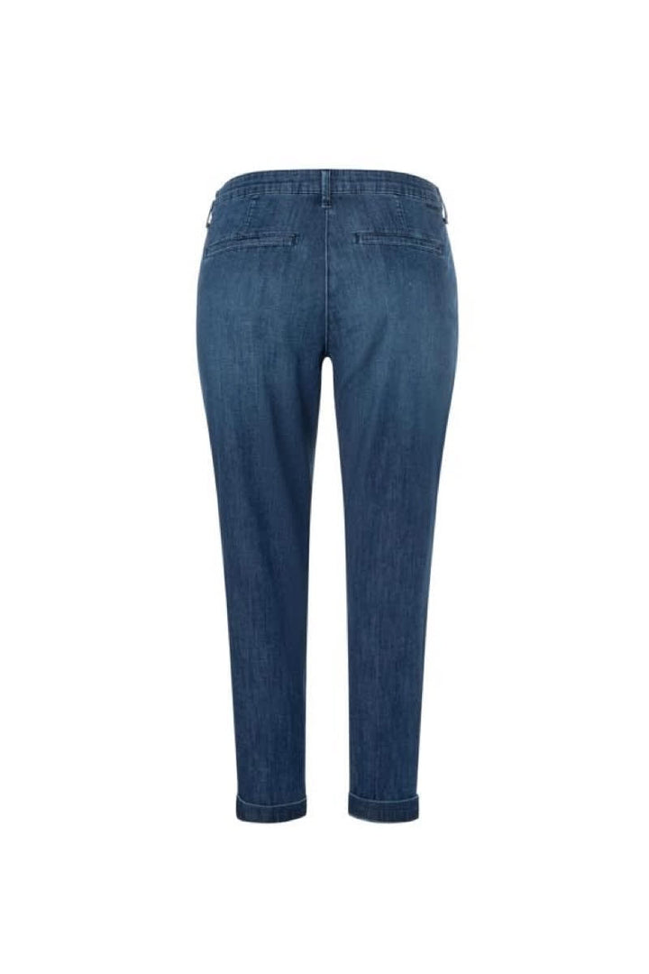 Vue de face pantalon chino Mac Jeans pour femme bleu extensible - Valérie Simon