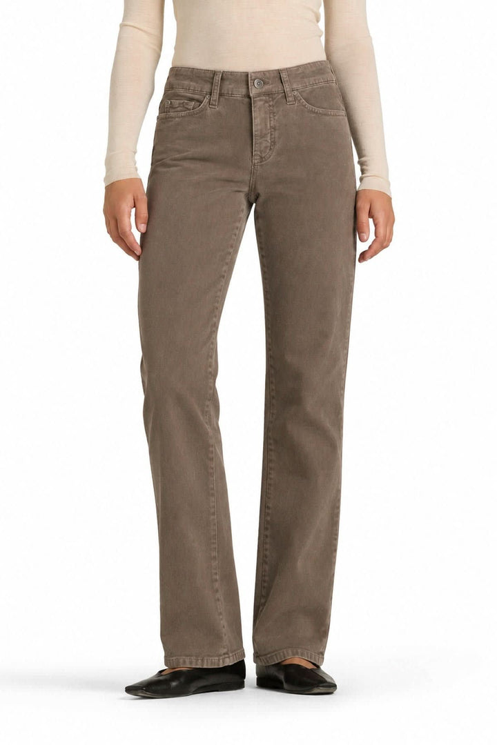 Women’s straight-leg fine corduroy pants, front view, by Cambio