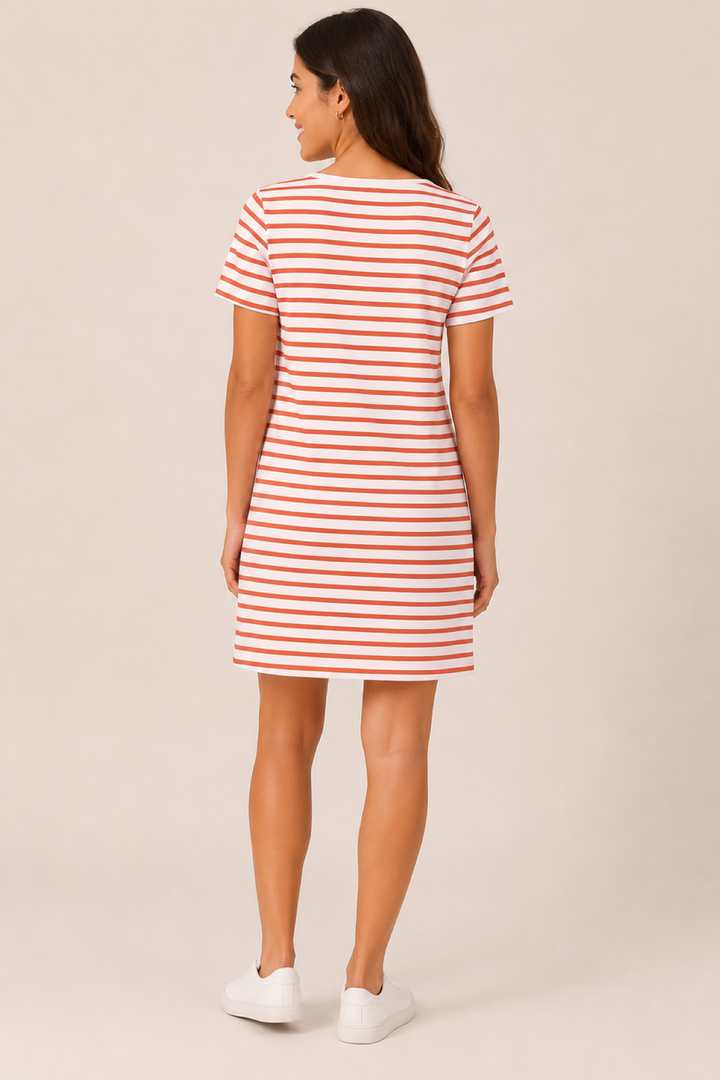 Robe t-shirt rayée col V