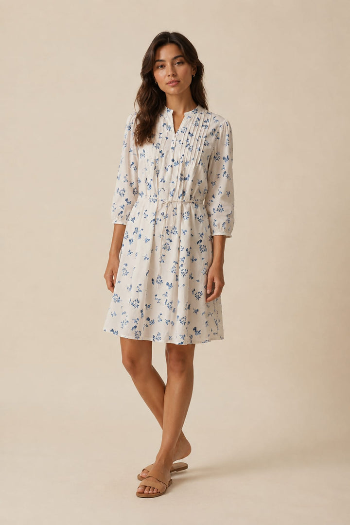 Vue avant robe Brynja verte avec motifs floraux manches longues Part Two pour femme - Valérie Simon