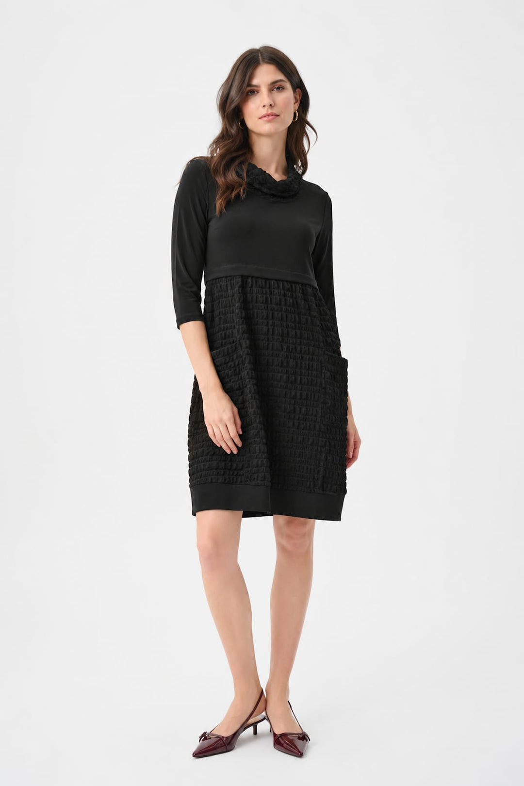 Front view of a black Joseph Ribkoff women&