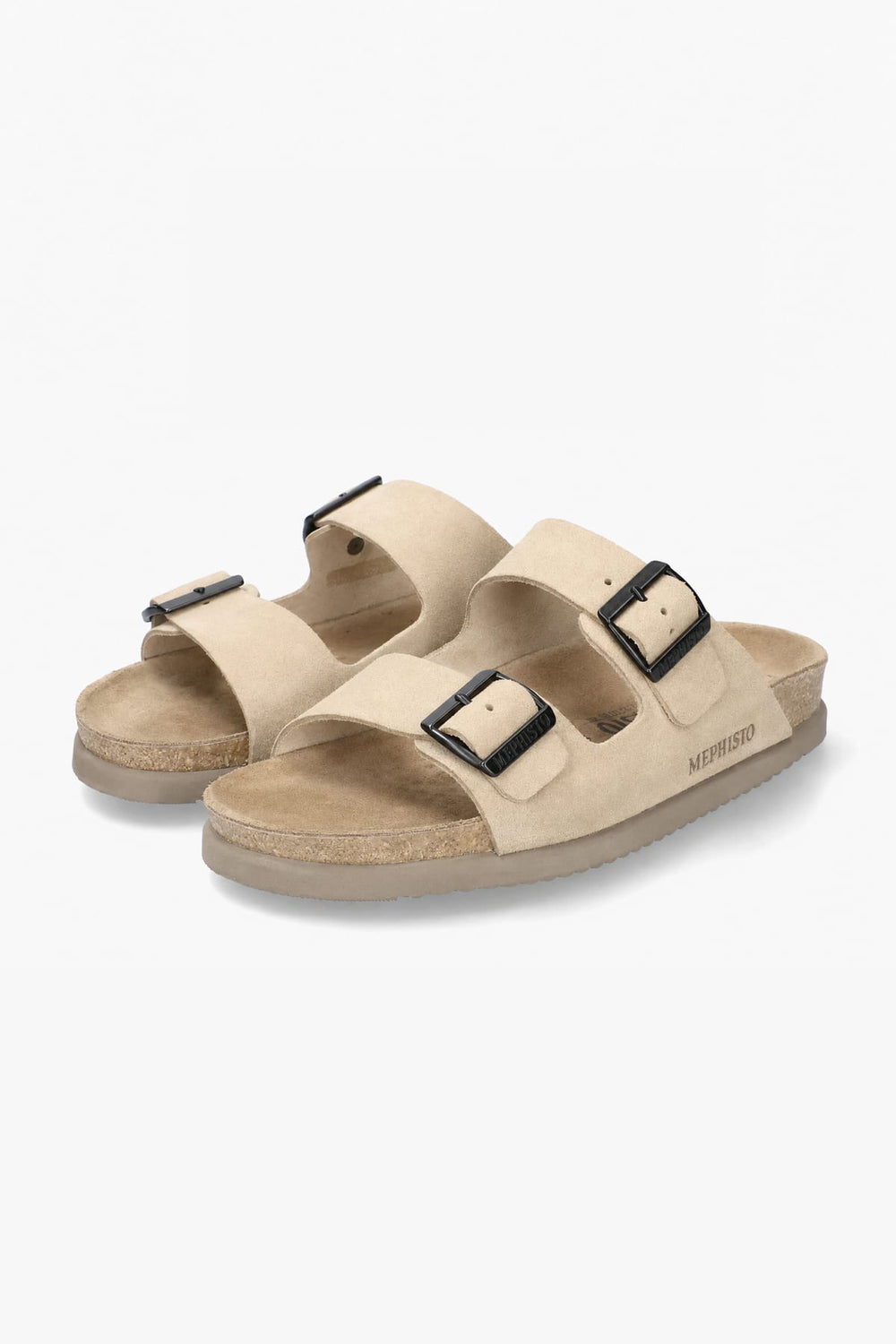 Vue de côté sandales Nerio homme MEPHISTO brunes doubles brides ajustables - Valérie Simon