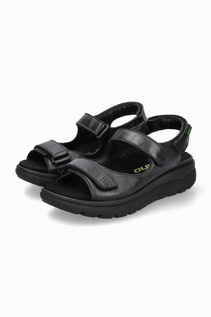Sandales Homme vue de côté MEPHISTO Nordine noir brides ajustables Valérie Simon