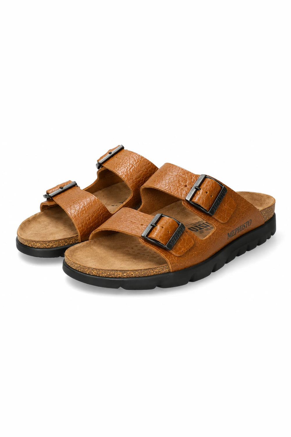 Vue de côté sandales Zonder Mephisto homme cuir marron à doubles brides - Valérie Simon