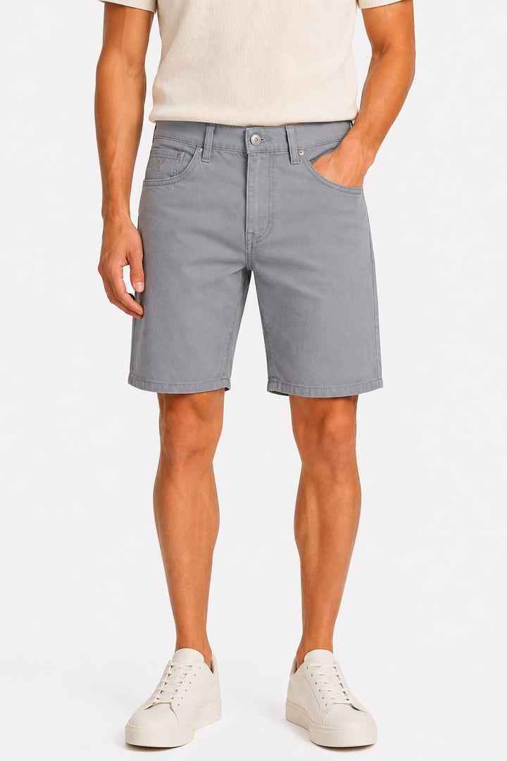 Vue de côté short Black Bull pour homme bleu avec broderies sur poche - Valérie Simon