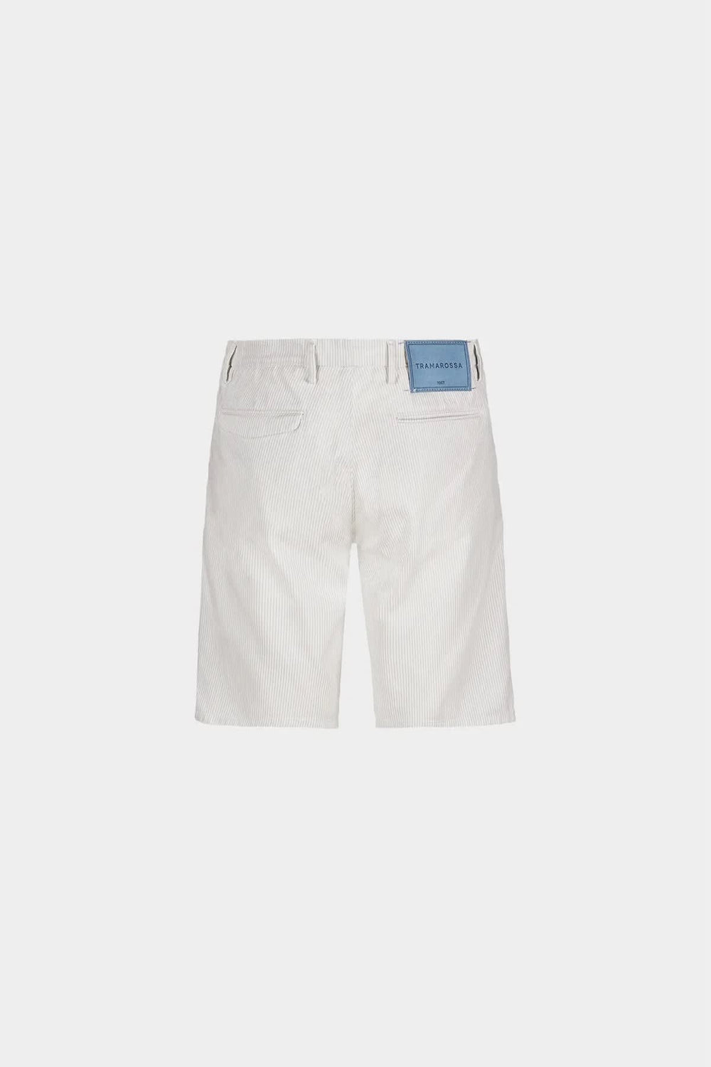 Vue de côté short Elia rayé texture Tramarossa pour homme gris - Valérie Simon