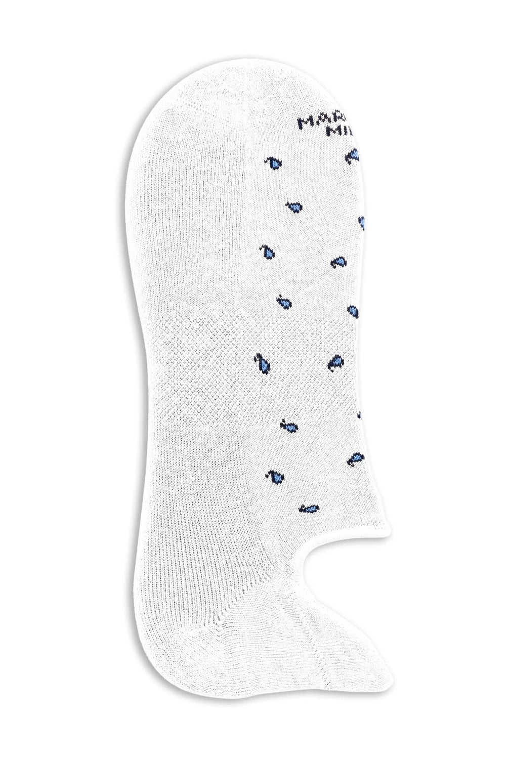 Close-up of Marcoliani invisible cashmere socks with a colorful red pattern for men - Valérie Simon