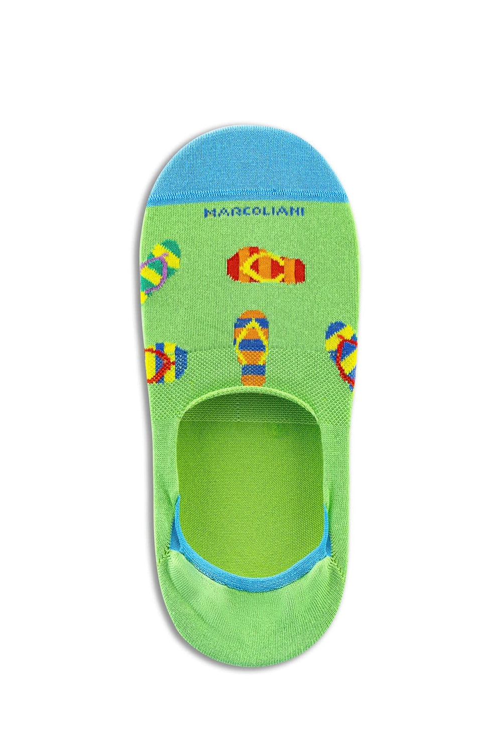Close-up of Marcoliani multicolored men's sandals-patterned invisible socks - Valérie Simon