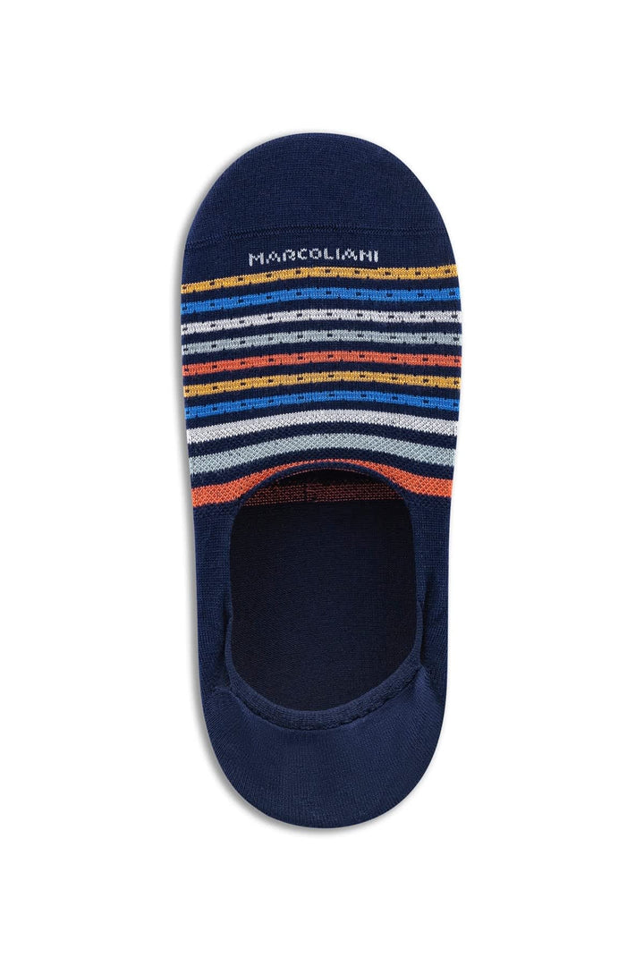 Multicolored striped invisible socks, close-up view by Marcoliani for men - Valérie Simon