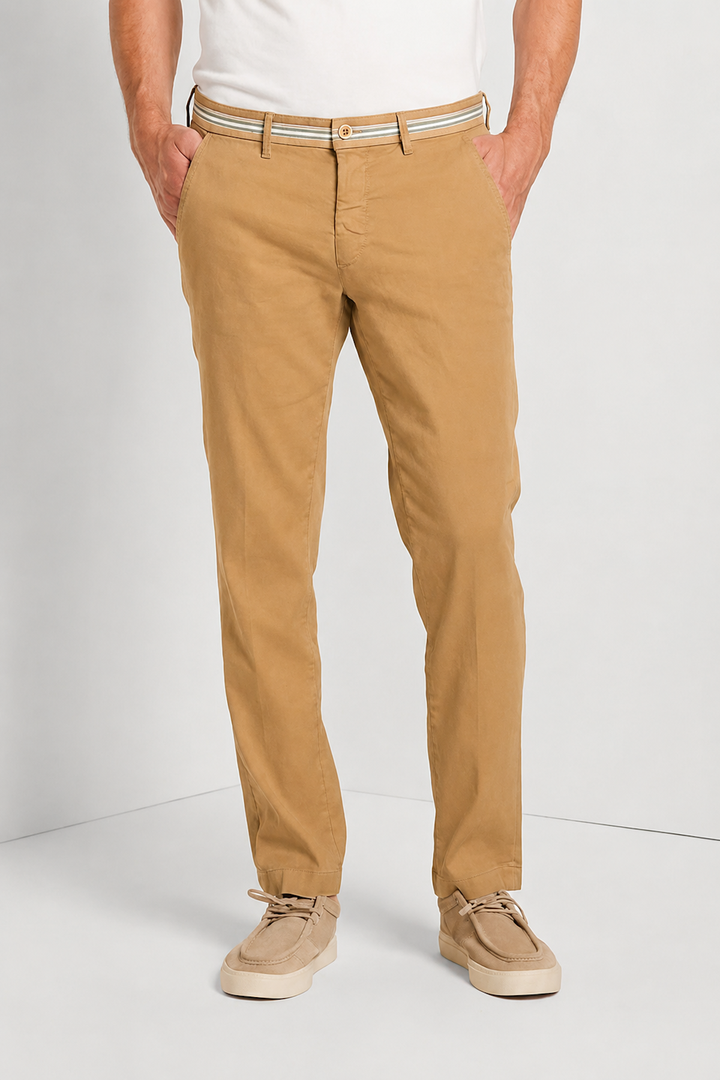Pantalon Turin Oxford en lin et coton coupe moderne