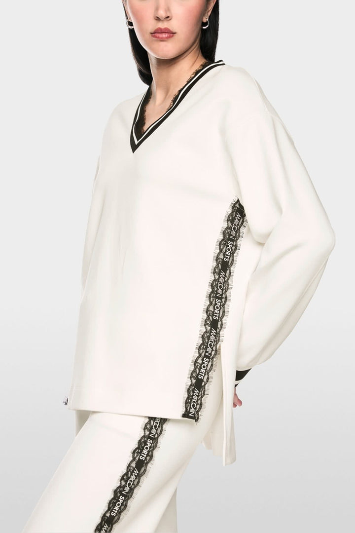 Sweat-shirt avec détails en dentelle pour femme Marc Cain