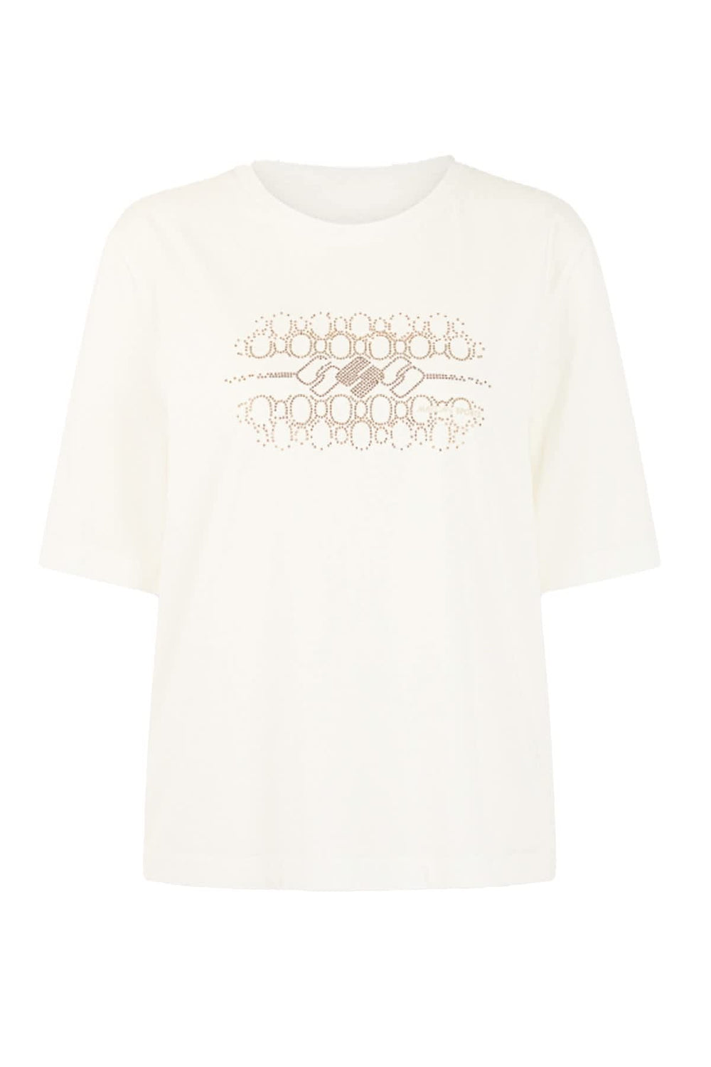 Front view: Marc Cain women's gray T-shirt with a shimmering print and luminous details - Valérie Simon