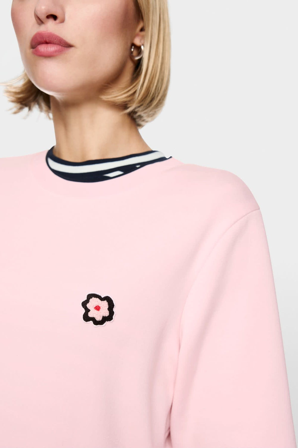 Women's loose-fit T-shirt with floral patch by Marc Cain