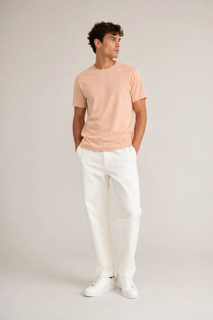 Vue frontale T-shirt Circolo pour homme blanc avec poche avant - Valérie Simon