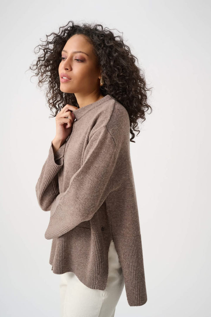 Black knit sweater with buttons, viewed from the back, by Joseph Ribkoff - Valérie Simon