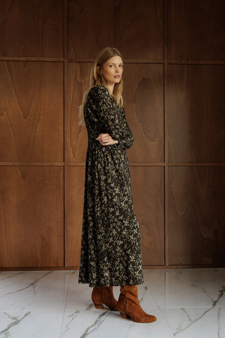 Long floral print dress 