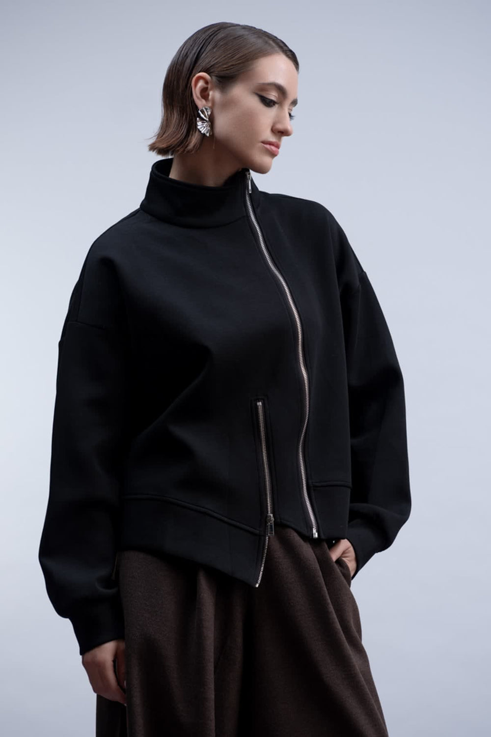 Front view of a yellow Haako women's jacket with a zipper - Valérie Simon