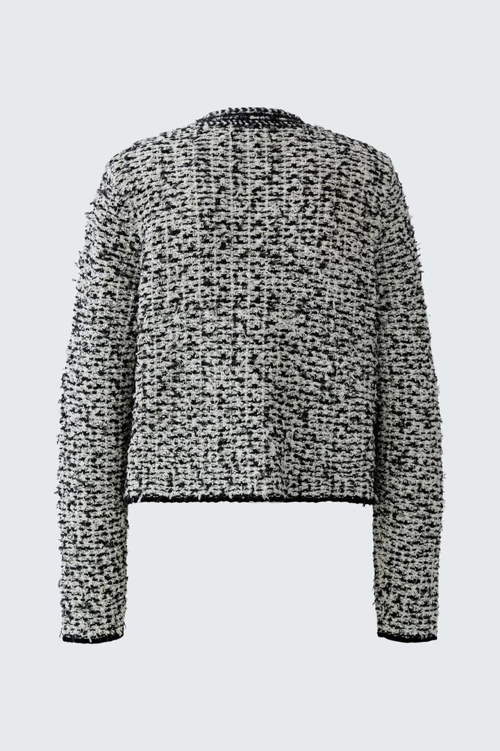 Vue de face veste en tweed à manches longues Oui bleu avec boutons dorés - Valérie Simon