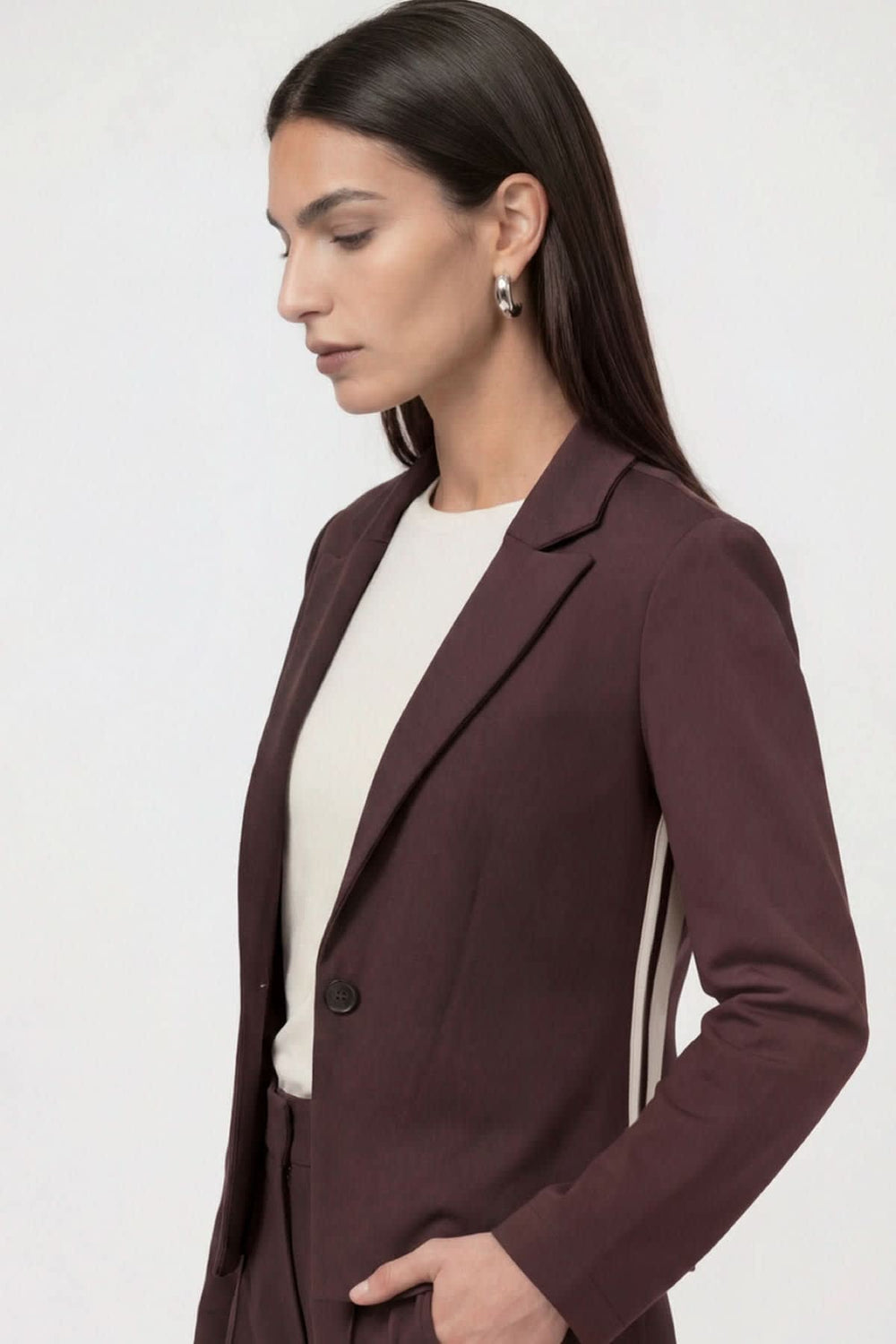 Veston court à bandes latérales pour femme Monari