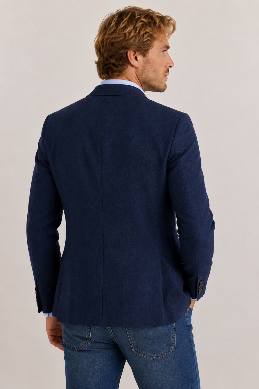 Veston texturé homme côté gauche beige avec boutons Circolo - Valérie Simon