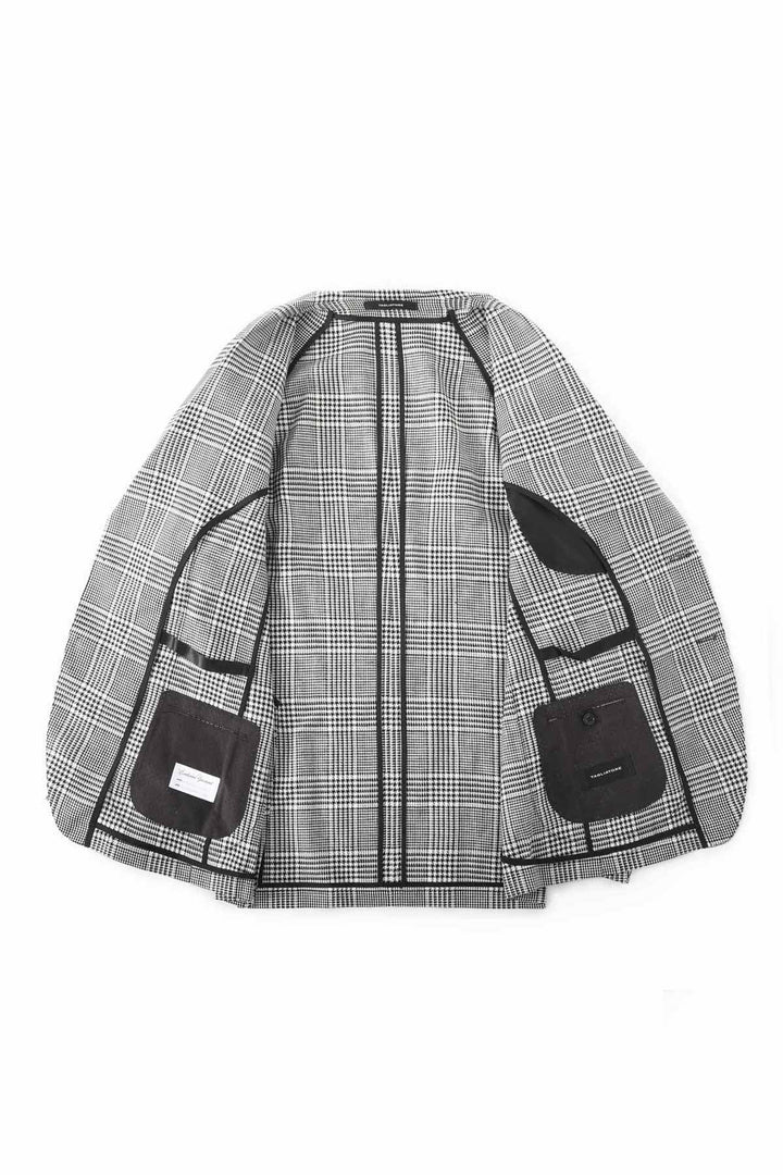 Vue de face du veston prince-de-galles Tagliatore pour homme gris clair détails poche Valérie Simon