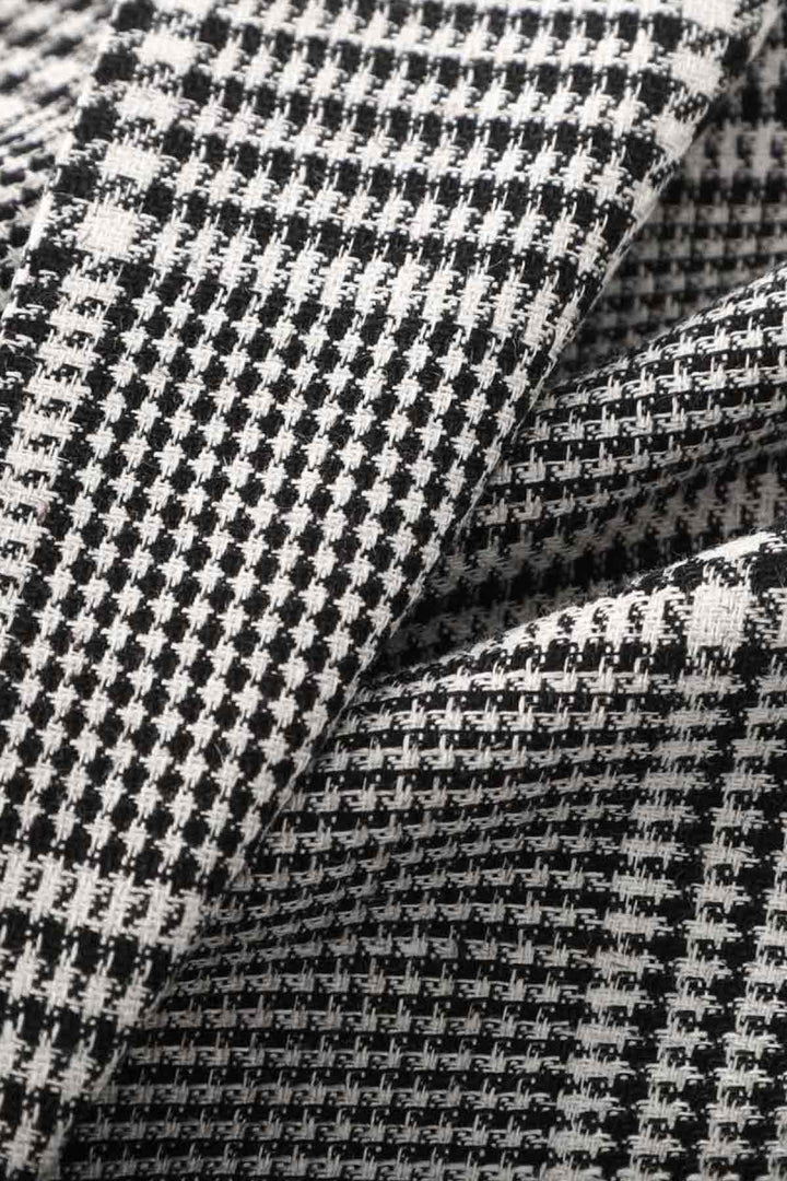 Vue latérale veston prince-de-galles en coton et lin Tagliatore pour homme gris - Valérie Simon