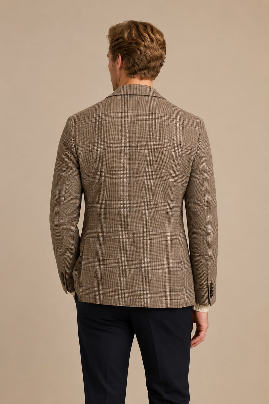 Vue de face veston prince-de-galles Circolo pour homme gris avec boutons, revers classiques - Valérie Simon